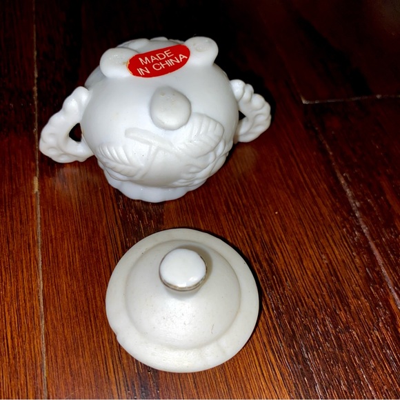 Miniature Tea Pot With Sugar & Creamer white embellished in golden 3.5” - Picture 5 of 13